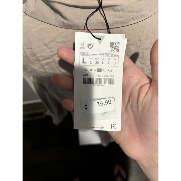 ZARA cream linen button front shirt oversized women's size Large - Picture 4 of 8